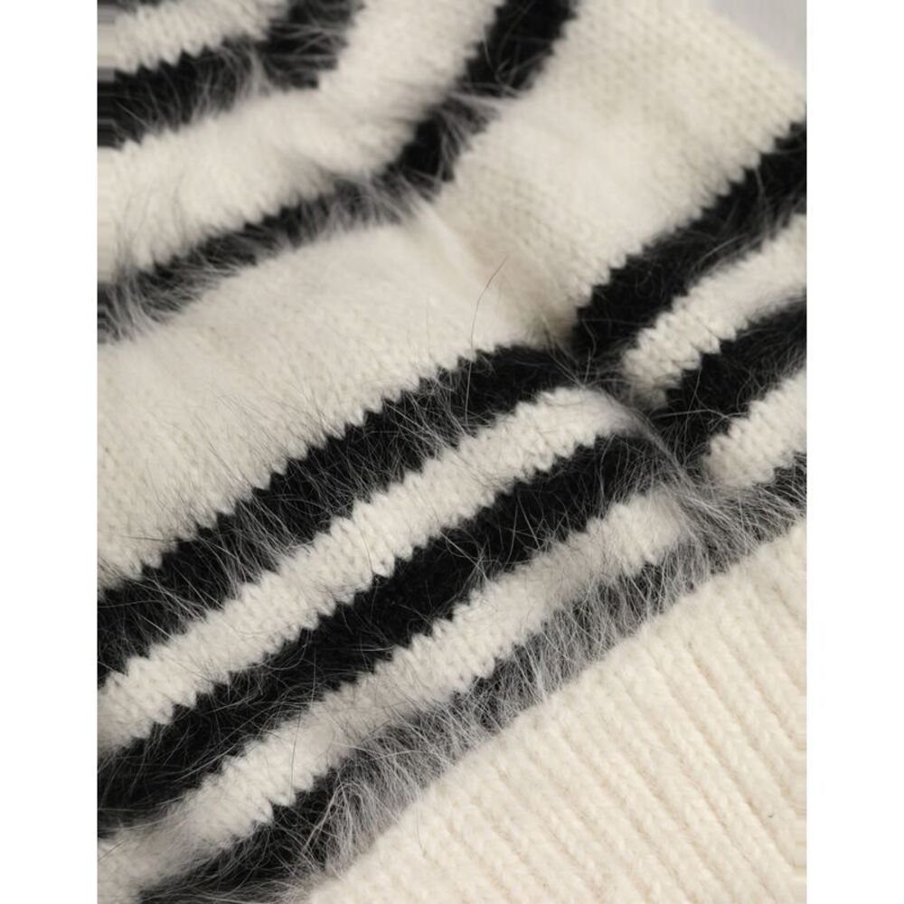 Dolce & Gabbana Black White Striped Angora Knitted Beanie One Size Women's Hat